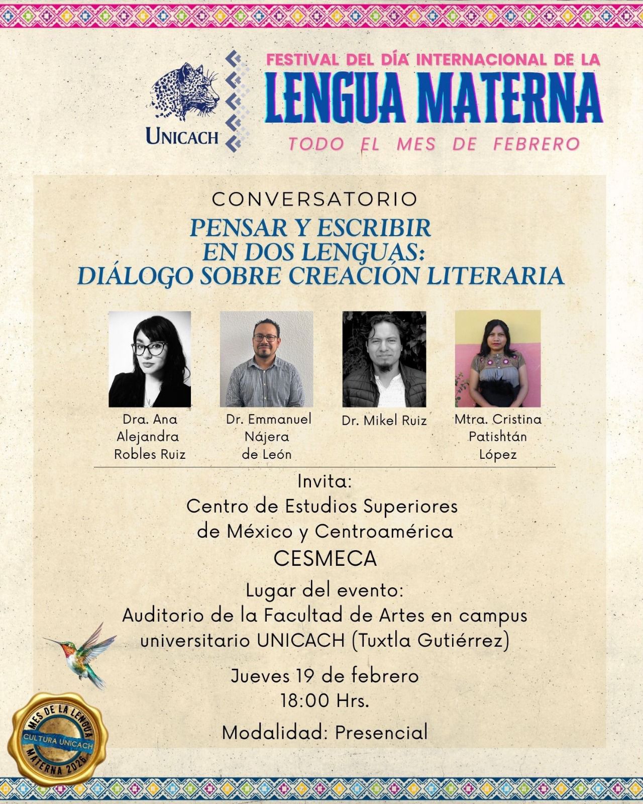 Conversatorio “Pensar y escribir en dos lenguas: diálogo sobre creación literaria”