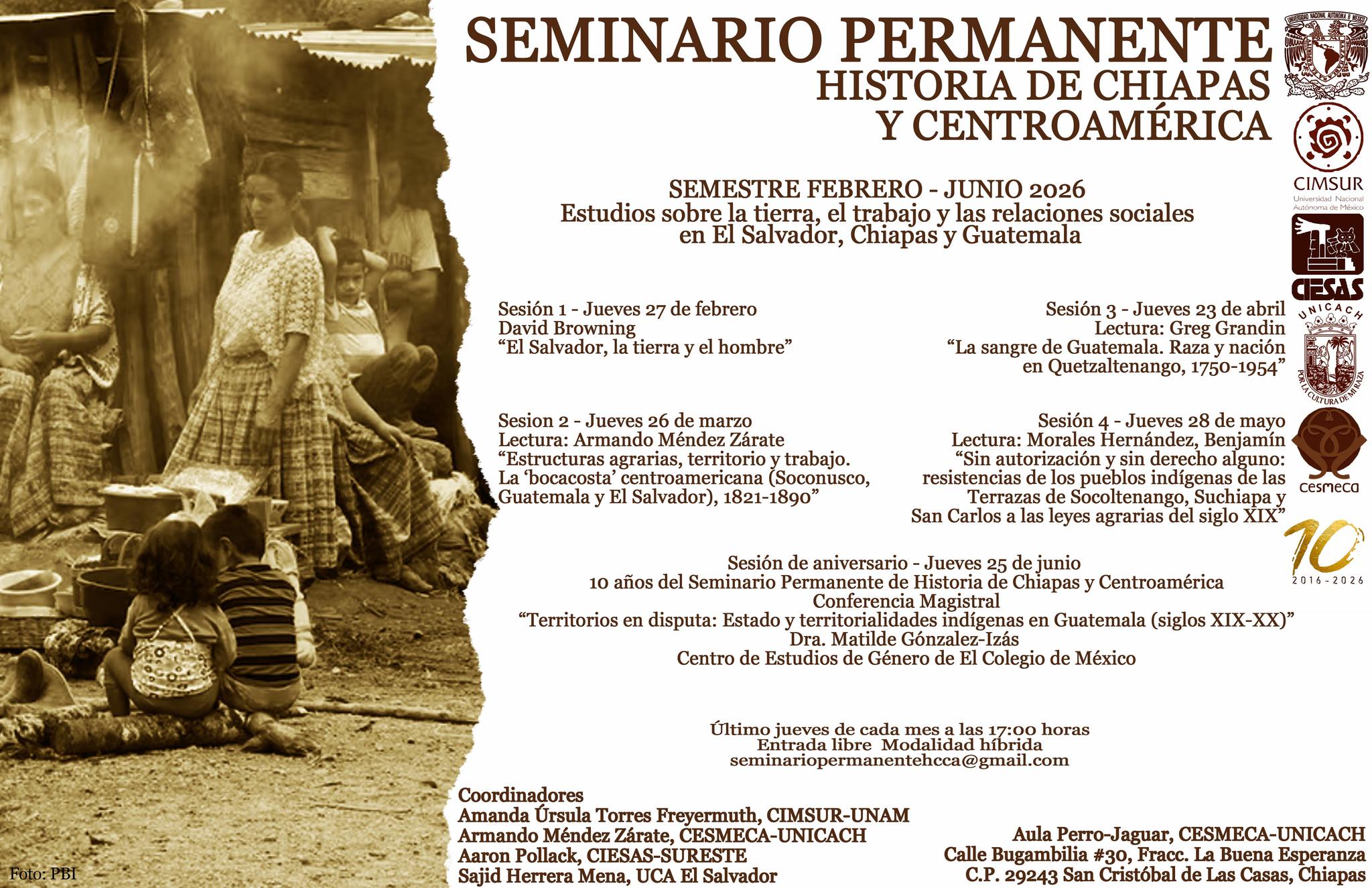 Seminario Permanente de Historia de Chiapas y Centroamérica - emisión 2026